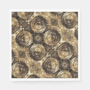 Elegantes festes Goldenes Dekorationsmuster Serviette
