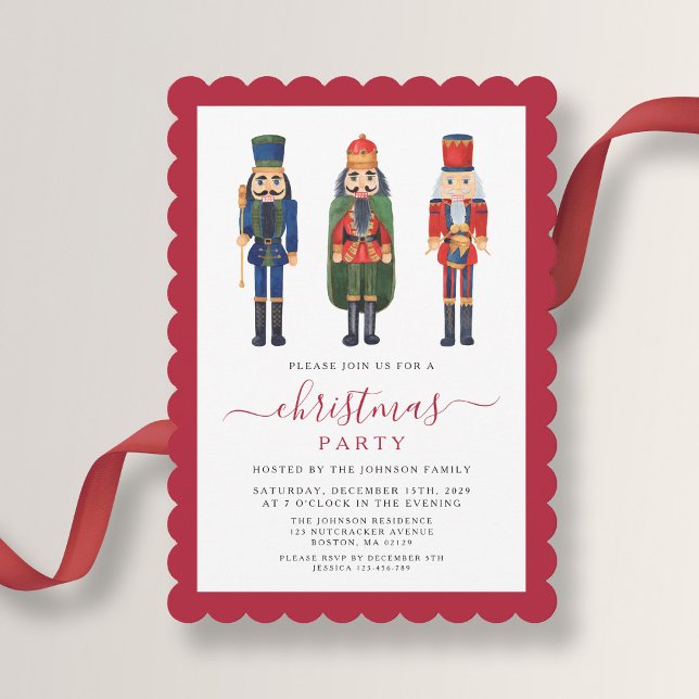 Elegantes festes Nutcracker Weihnachts-Party Einladung (Elegant Festive Nutcracker Christmas Party Invitation)