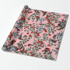 Elegantes festes Wasserfarben Rotes Blau Berries R Geschenkpapier