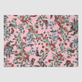 Elegantes festes Wasserfarben Rotes Blau Berries R Seidenpapier