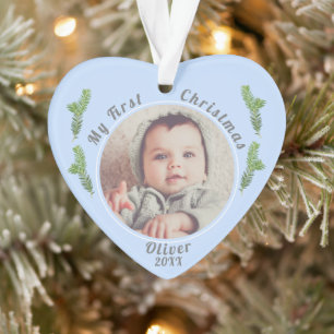 Elegantes festliches Blue Baby`s erstes Weihnachts Ornament