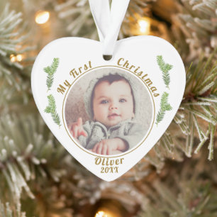 Elegantes festliches erstes Weihnachtsfoto für Bab Ornament