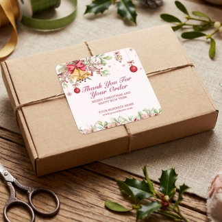 Elegantes festliches florales Frohe Weihnachten Da Quadratischer Aufkleber