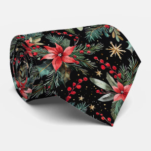 Elegantes festliches Weihnachts-Poinsettien-Muster Krawatte