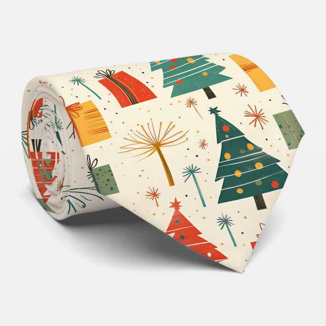Elegantes festliches Weihnachtsbaum- und Geschenke Krawatte (Gerollt)