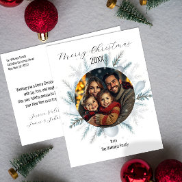 Elegantes festliches Weihnachtsfest - Foto Wreath Feiertagspostkarte