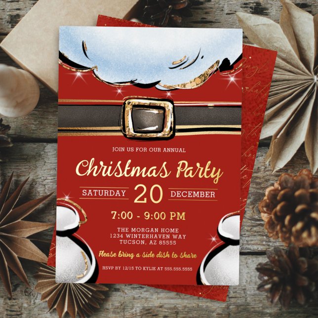 Elegantes festliches Weihnachtsfest Modernes Weihn Folieneinladung (elegant gold foil christmas party invitation for corporate holiday party family christmas party)