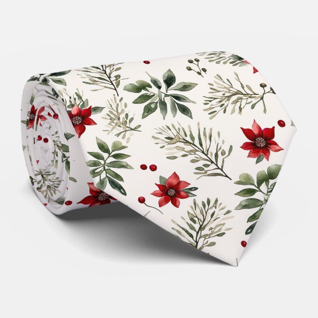 Elegantes festliches weißes und grünes Weihnachtsm Krawatte (Gerollt)