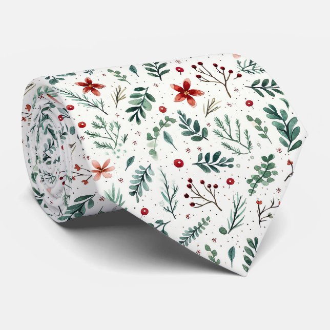 Elegantes festliches weißes und grünes Weihnachtsm Krawatte (Gerollt)