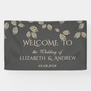 Elegantes Festtags-Goldblätter Hochzeitsbanner Banner