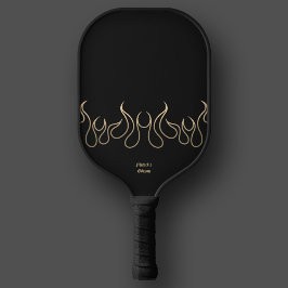Elegantes Feuerschwarz-Gold-Flammenspiel Pickleball Schläger
