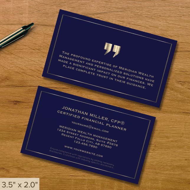 Elegantes Financial Business Card Client Zeugnis Visitenkarte (Von Creator hochgeladen)