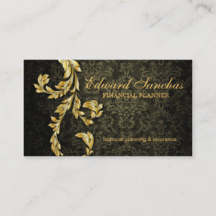 Elegantes Finanzplaner-Goldblatt-Olivgrün Visitenkarte