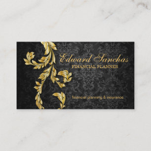 Elegantes Finanzplaner-Goldblatt-Schwarz-Grau Visitenkarte