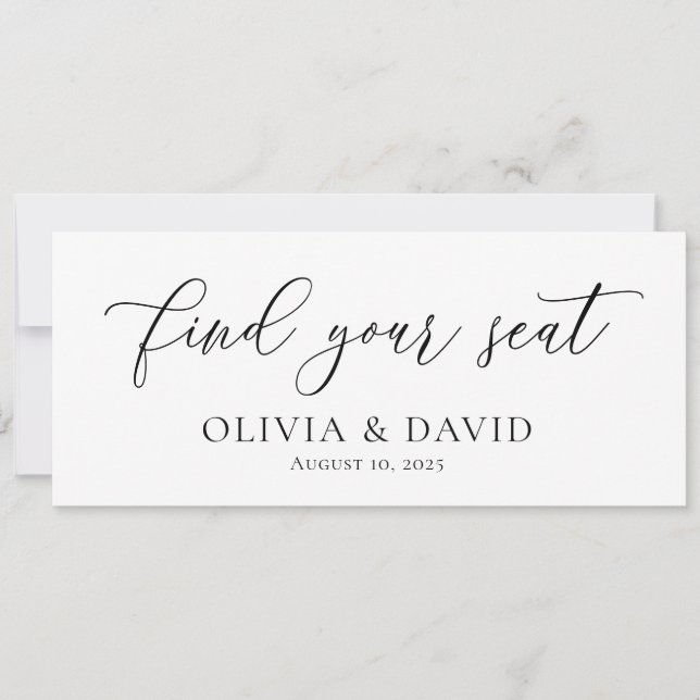 Elegantes Finden der Sitzkarten für Hochzeiten Einladung (Vorderseite)