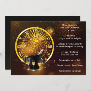 Elegantes Fireworks Display Silvester Party Einladung