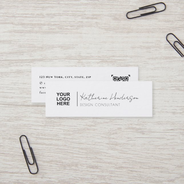 Elegantes Firmenlogo und QR-Code Beruflich Mini Visitenkarte (Vorderseite/Rückseite Beispiel)