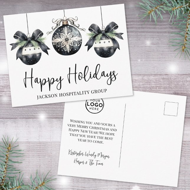 Elegantes Firmenlogo Weihnachten (Elegant Business Logo Christmas Holiday Postcard)