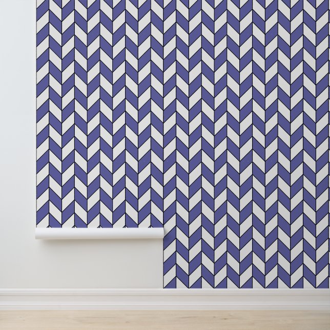 Elegantes Fischgrätmuster in Chevron-Optik Tapete (Anwendung)