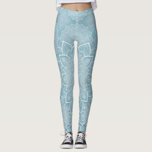 Elegantes Flaches Eisblaues Mandala Leggings
