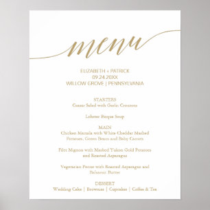 Elegantes FlachGold Calligraphy Wedding Menu Sign Poster