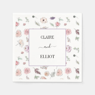 Elegantes Flat Moderne botanische Grüne Hochzeit Serviette