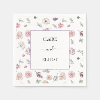 Elegantes Flat Moderne botanische Grüne Hochzeit Serviette