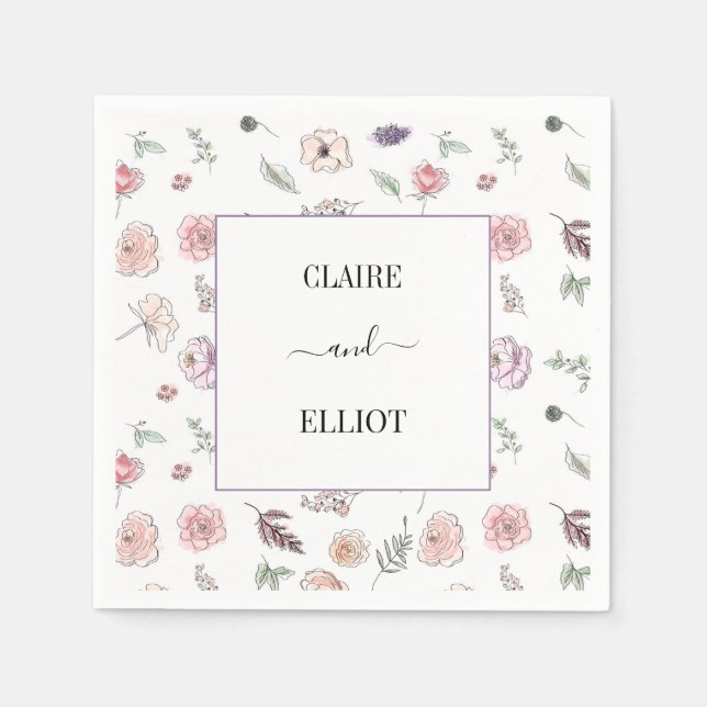 Elegantes Flat Moderne botanische Grüne Hochzeit Serviette (Vorderseite)