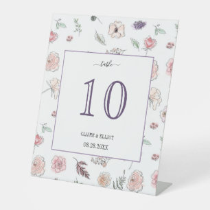 Elegantes Flat Moderne botanische grüne Tischnumme Sockelschild