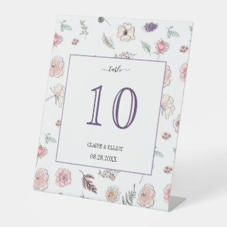 Elegantes Flat Moderne botanische grüne Tischnumme Sockelschild