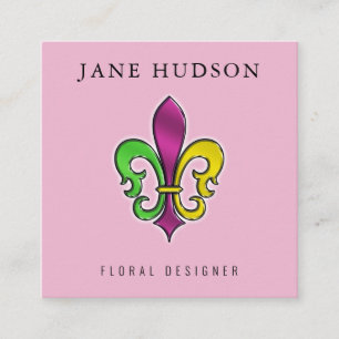 Elegantes Fleur-de-Lis-Design quadratische Visiten Visitenkarte