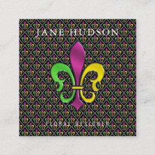 Elegantes Fleur-de-Lis-Design Quadratische Visitenkarte