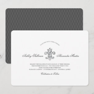 Elegantes Fleur-de-Lis-Hochzeits-Set 2 Einladung