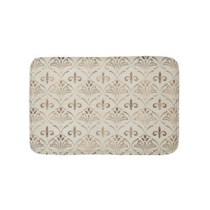 Elegantes Fleur-de-lis-Muster - Pastellgold Badematte