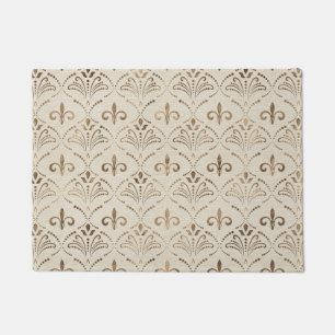 Elegantes Fleur-de-lis-Muster - Pastellgold Fußmatte