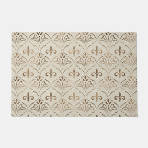Elegantes Fleur-de-lis-Muster - Pastellgold Fußmatte