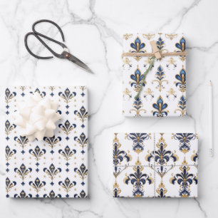 Elegantes Fleur-de-Lis Wrapping Paper-Set Geschenkpapier Set