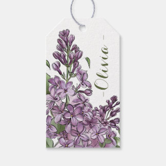 Elegantes Flieder-Blumen-Linienkunst-Persönliches Geschenkanhänger