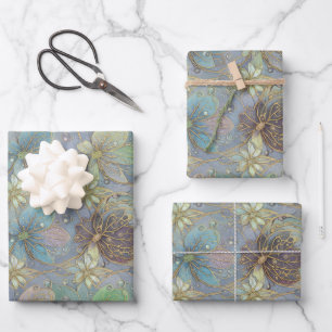 Elegantes Flora-Design Luxus-Matt-Geschenk Geschenkpapier Set