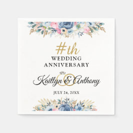 Elegantes Flora-Personalisierte Jubiläum Serviette