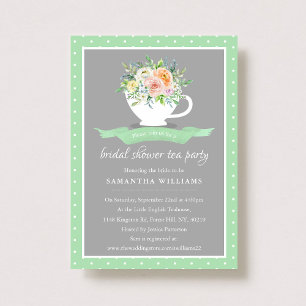 Elegantes Flora Teacup Brautparty Teatro Sociale B Einladung