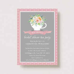 Elegantes Flora Teacup Brautparty Teatro Sociale B Einladung