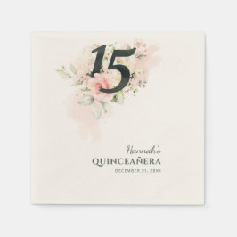 Elegantes Floral 15. Geburtstag Quinceanera Party Serviette