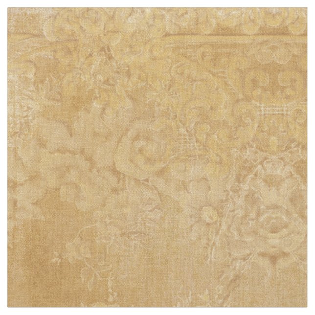 Elegantes floral Amber Gold Vintages Tapete Stoff (Nahaufnahme)
