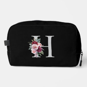 Elegantes Floral Anfangsname Monogramm Waschbeutel