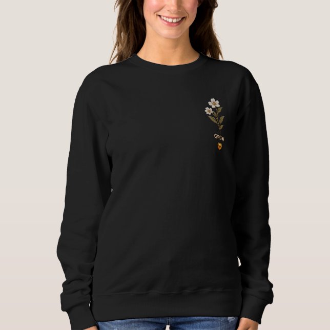 Elegantes floral besticktes Sweatshirt – Minimalis (Vorderseite)