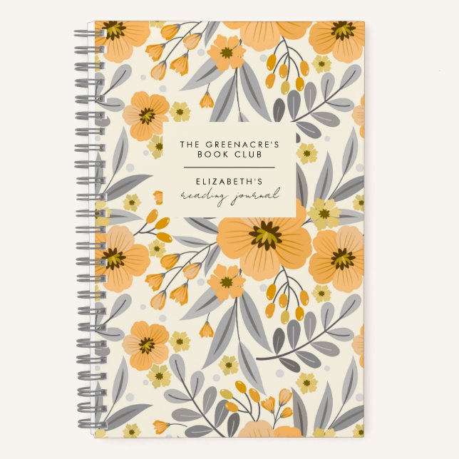 Elegantes Floral Book Club Lesen, Geschenk Journal Notizbuch (Vorderseite)