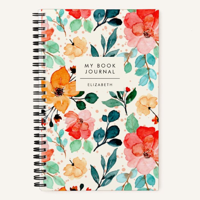 Elegantes Floral Book Lover Reading Journal Notizbuch (Vorderseite)