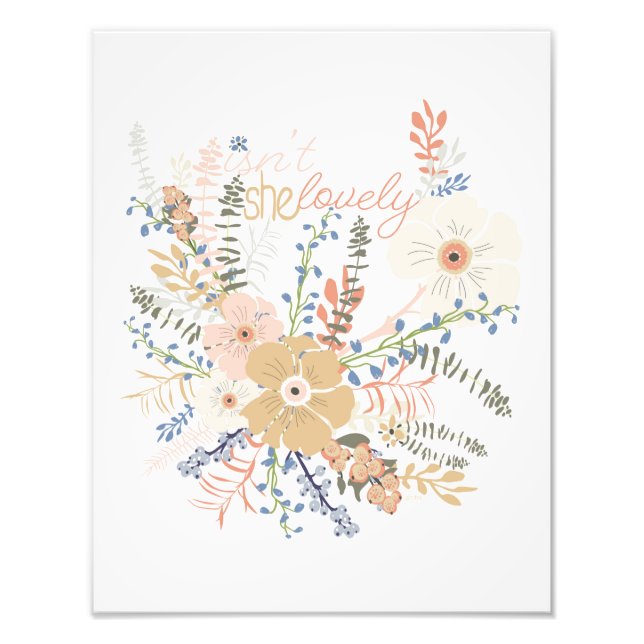 Elegantes Floral Bouquet Girly Sprichwort Fotodruck (Vorne)