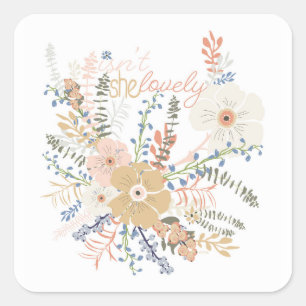 Elegantes Floral Bouquet Girly Sprichwort Quadratischer Aufkleber